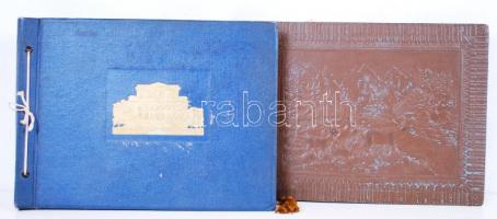 1960-1980 2 db fotóalbum, főleg Szovjetunióban készült fotókkal, az egyik albumban az összes képet széttépték