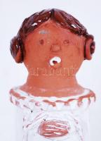 Mázas kerámia női figura, hibátlan, jelzett, m:26