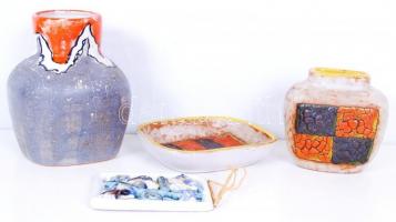 Iparművészeti Vállalatos kerámia tétel: váza, tálka, falikép, jelzettek, hibátlanok, m:4-13 cm