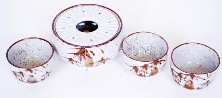 Jelzés nélküli hiányos japán készlet, hibátlan, füstölő és három csésze