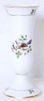 Hollóházi madárkás váza, jelzett, kézzel festett, hibátlan, m:21 cm / Hollohaza porcelain vase, handpainted