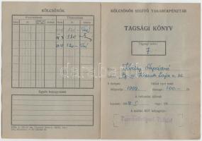 1959 Kölcsönös Segítő Takarékpénztár, tagsági könyv, tagsági bélyegekkel, 14×10 cm