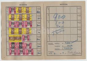 1959 Kölcsönös Segítő Takarékpénztár, tagsági könyv, tagsági bélyegekkel, 14×10 cm