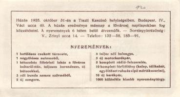 1925. 10.000K "Nyukosz / A Nyugdíjas Katonatisztek Országos Szövetsége" sorsjegy T:I-