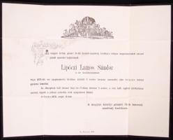 1876 Lipóczi Lamos Sándor honvédszázados halotti értesítője
