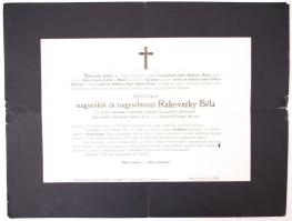 1916 Rakovszky Béla kamarás, Lipót rendi tag halotti értesítője