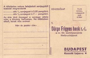 1937. "Magyar Kir. Osztálysorsjáték első osztály" fenntartási/megbízási sorsjegye "36...