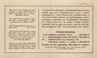 1925. "Állatvédősorsjegy / Állatvédők Világszövetségének magyarországi osztálya" sorsjegy ...