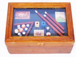 Biliárd témájú faládika 12x17x8 cm