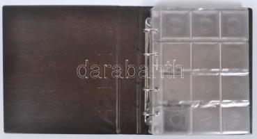 Műbőr gyűrűs berakó pénzérmékhez, 15/12 berakólappal, újszerű állapotban