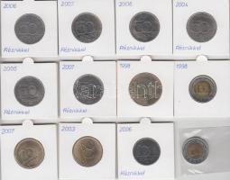 1998. 100Ft (2x) klf + 2002-2007. 10Ft + 20Ft + 20Ft "Deák" + 50Ft (6x) mind különféle motívummal + 100Ft "Kossuth" T:1,1-,(2)