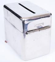 Cca 1910 Der Anker fém persely kulccsal, jelzett, 8×5 cm, m:7 cm/ Anker company, metal money box