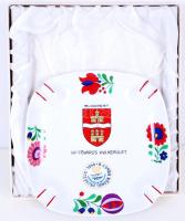 Budapest főváros XVII. kerület Hollóházi porcelán hamutál eredeti díszdobozban 17x17 cm