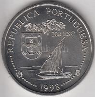 Portugália 1998. 200Esc "India" T:1- Porugal 1998. 200 Escudos "Ship and coastal map of India" C:AU