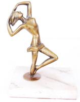 Cca 1940, Art-deco táncoló lány, bronz, jelzés nélkül, márvány talapzaton, m:16 cm / Art deco bronze figure