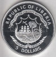Libéria 2009. 5$ ezüstözött Cu "Nagy Hadvezérek / Árpád fejedelem" T:PP Csak 2000db! Liberia 2009. 5 Dollars silver plated Cu "The Greatest Warlords of History / Árpád Prince of the Magyars" T:PP Only 2000 examples!