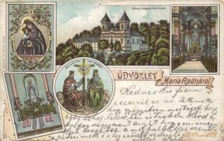 Máriaradna church, interior, trinity statue, Maria statue, picture of grace, litho (small tear)