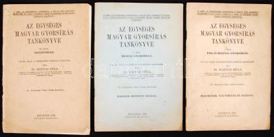 Radnai Béla: Az egységes magyar gyorsírás tankönyve I.-III. kötet. Bp., 1928 Szerző kiadása.