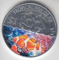Fiji szigetek 2009. 5$ "Trópusi halak / bohóchal" multicolor ezüstözött CuNi T:1 Fiji Islands 2009. 5 Dollars "Tropical fish of Fiji / clown fish" multicolour silver-plated CuNi C:Unc