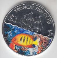 Fiji szigetek 2009. 5$ "Trópusi halak / Narancs/Sárga hal" multicolor ezüstözött CuNi T:1 Fiji Islands 2009. 5 Dollars "Tropical fish of Fiji / Orange Yellow fish" multicolour silver-plated CuNi C:Unc