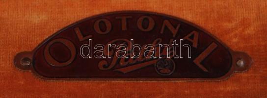 Olotonal Pathé márkájú működőképes gramofon, jelzett, jó állapotban, 33×42 cm, m:16 cm/ Vintage gram...