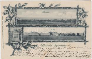 Szigetvár Turbék, Vár, Zrínyi emlékmű, virágos keret / floral