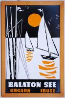 Cca 1980 Balaton, Ibusz reklám zománc tábla keretben, 47×31 cm