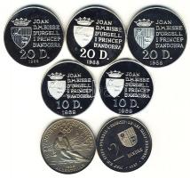 Andorra 1987-1989. 2D (2x) + 10D Ag (2x) + 20D Ag (3x) Nyári és Téli Olimpia tétel klf érmékkel! T:P...