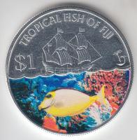 Fiji szigetek 2009. 5$ "Trópusi halak / Albínó Sárga hal" multicolor ezüstözött CuNi T:1 Fiji Islands 2009. 5 Dollars "Tropical fish of Fiji / Albino Yellow fish" multicolour silver-plated CuNi C:Unc