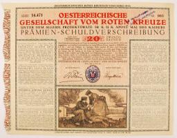 Ausztria 1916. 20K értékű "Osztrák Vöröskereszt" nyereménykötvény T:I- Austria 1916. "Oesterreichische Gesellschaft vom Roten Kreuze" (Red Cross) premium debenture about 20 Corona C:AU