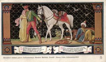 Budapest V. Erzsébet Királyné Szálló étterem és söröző pince, Sándor Béla falfestménye Petőfi: János vitézéből (EK)