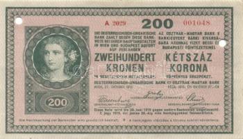 1918. 200K "A 2029" sima hátlap lyukasztva T:III