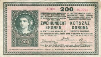 1918. 200K "A 2070" hullámos hátlap T:III