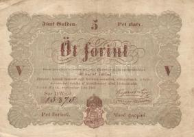 1848. 5Ft "Kossuth bankó" barna T:III