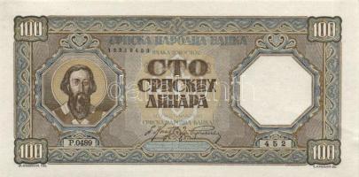 Szerbia / német megszállás 1943. 100D (2x) sorszámkövető T:I-,II Serbia / German occupation 1943. 100 Dinara (2x) sequential serials C:AU,XF