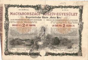 1888. "Magyarországi Jószív Egyesület" sorsjegye, pecsételéssel 2Ft-ról magyar és német nyelven T:III