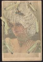 Lady, textile, mechanical card (b)