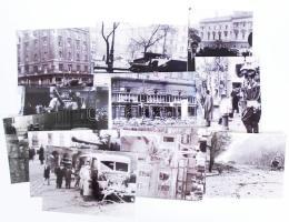 1956 12db felvétel a forradalmi eseményekről, eredeti negatívokról készült modern nagyítások, 13x18cm