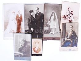 cca 1900 7db keményhátú fotó különféle erdélyi műtermekből (Arad, Kolozsvár, Marosvásárhely, etc.), klf méretben /  Vintage photos