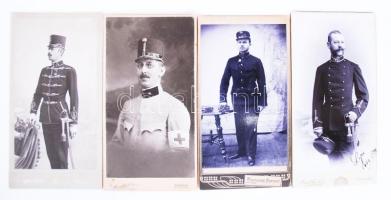 cca 1900 4db katonai portré klf egyenruhákkal, kabinetfotó méretben /  Vintage military photos