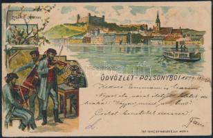 1899 Pozsony, gypsy band, folklore, litho