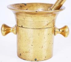 Antik bronz mozsár törővel szép állapotban m:12 cm, 23 cm, s:3,8 kg / Antique bronze mortar