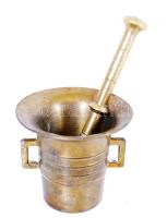 Mini réz mozsár törővel szép állapotban m:6 cm, 12 cm,/Copper mortar