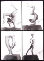 cca 1970 4db fénykép Sylviáról, a hajlékony hölgyről /  Photos of the flexible Sylvia, 13x18cm