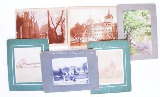 cca 1900 6db keményhátú fotó Budapest különböző helyszíneiről kabinetfotó méretben /  Vintage photos of Budapest