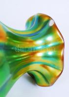 Zsolnay zöld eozin mázas váza, jelzett, pereme alatt lepattanások, m:12 cm/ Zsolnay eosin vase, crac...