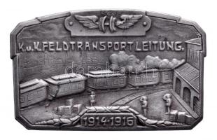Osztrák-Magyar Monarchia 1914-1916. "K.u.K. FELDTRANSPORTLEITUNG" vasútállomás motívummal cink sapkajelvény (30x48m) készítő: "Arkanzas Gesch Védve" , tű nélkül T:2 Austro-Hungarian Monarchy 1914-1916. "K.u.K. FELDTRANSPORTLEITUNG" with railway station motive zinc cap badge (30x48mm) maker: "Arkanzas Gesch Védve", without pin C:XF