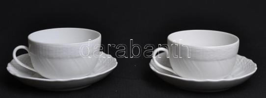 Herendi teás csésze és csészealj párban, fehér mázas, jelzett mélynyomásos, hibátlan