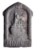 Osztrák-Magyar Monarchia 1914-1917. "S.M.S. SZENT ISTVÁN 1914-1917" cink sapkajelvény (40x27m) készítő: Arkanzas Gesch, tű nélkül T:2 Austro-Hungarian Monarchy 1914-1917. "S.M.S. SZENT ISTVAN 1914 - 1917" zinc cap badge (40x27mm) maker: Arkanzas Gesch, without pin C:XF