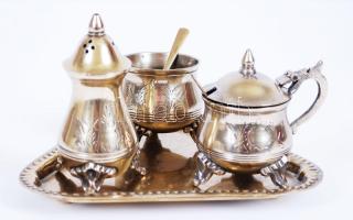 3db-os, ezüstözött alpakka fűszertartókészlet /  3 pcs set of electro-plated nickel silver salts